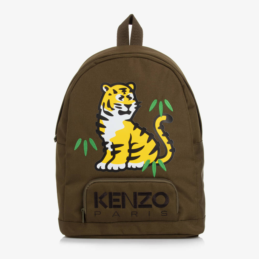 KENZO KIDS - Khaki Green KOTORA Tiger Backpack (37cm) | Childrensalon
