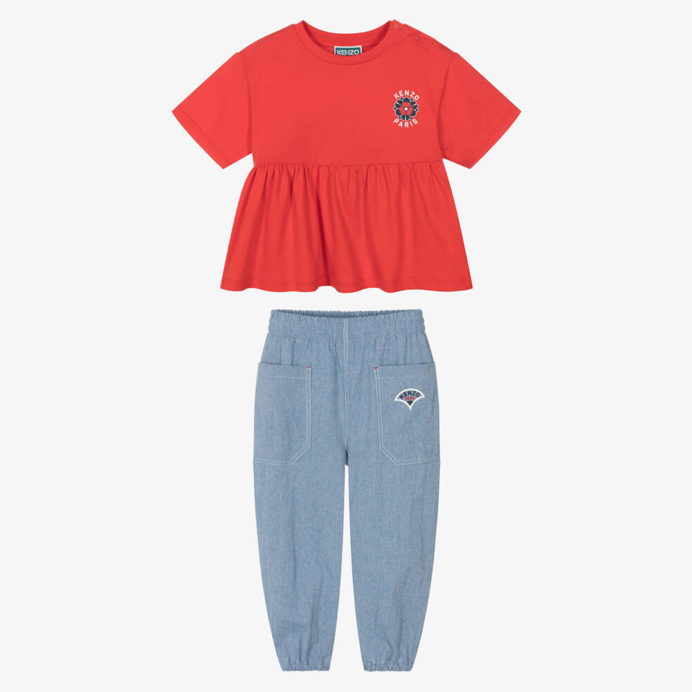 KENZO KIDS-Яркий хлопковый ансамбль для девочек | Childrensalon Outlet