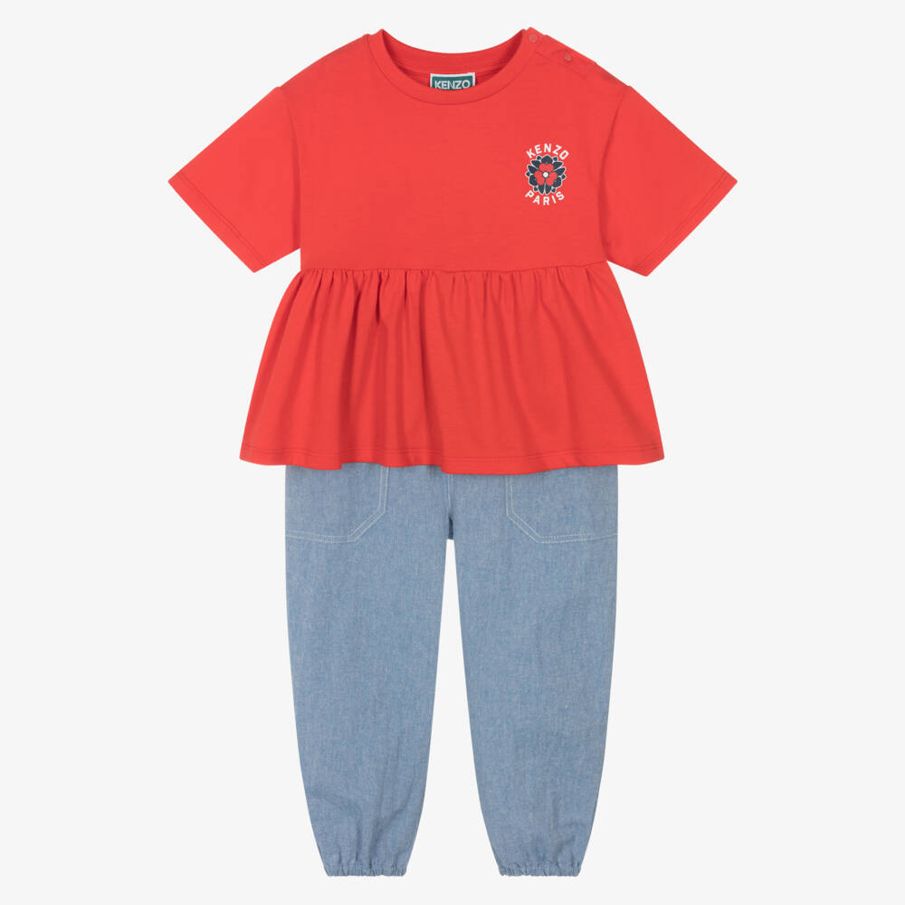 KENZO KIDS-Яркий хлопковый ансамбль для девочек | Childrensalon Outlet