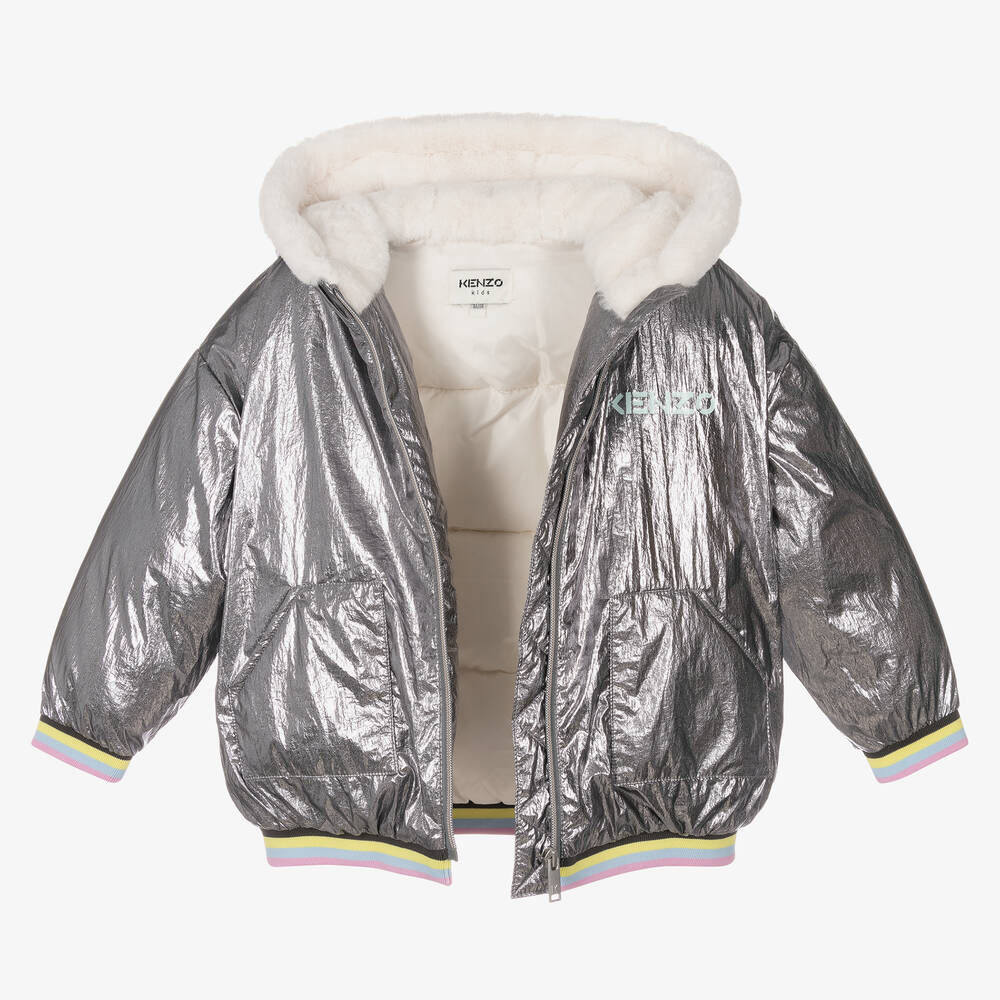 KENZO KIDS - Metallic Silver Puffer Jacket | Childrensalon Outlet