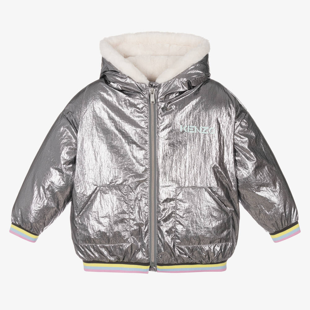 KENZO KIDS - Metallic Silver Puffer Jacket | Childrensalon