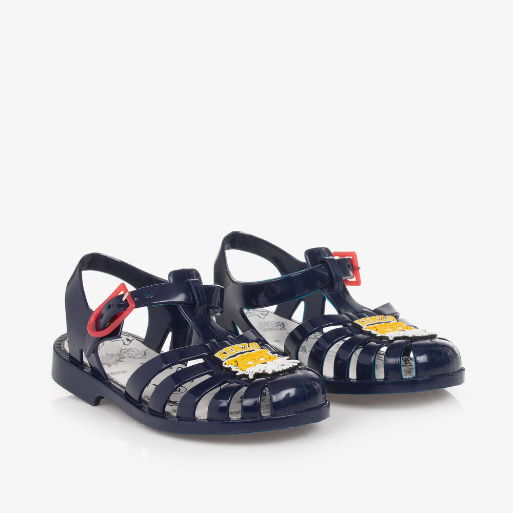 KENZO KIDS-Navy Blue Cartoon Tiger Jelly Shoes | Childrensalon Outlet