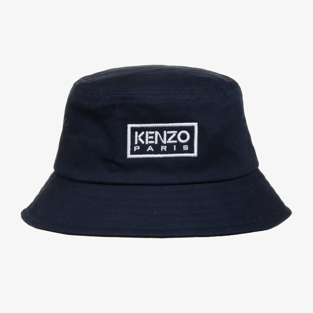 KENZO KIDS - Navy Blue Cotton Bucket Hat | Childrensalon