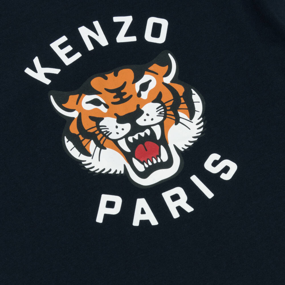 KENZO KIDS-Navy Blue Cotton Jersey Lucky Tiger T-Shirt | Childrensalon Outlet