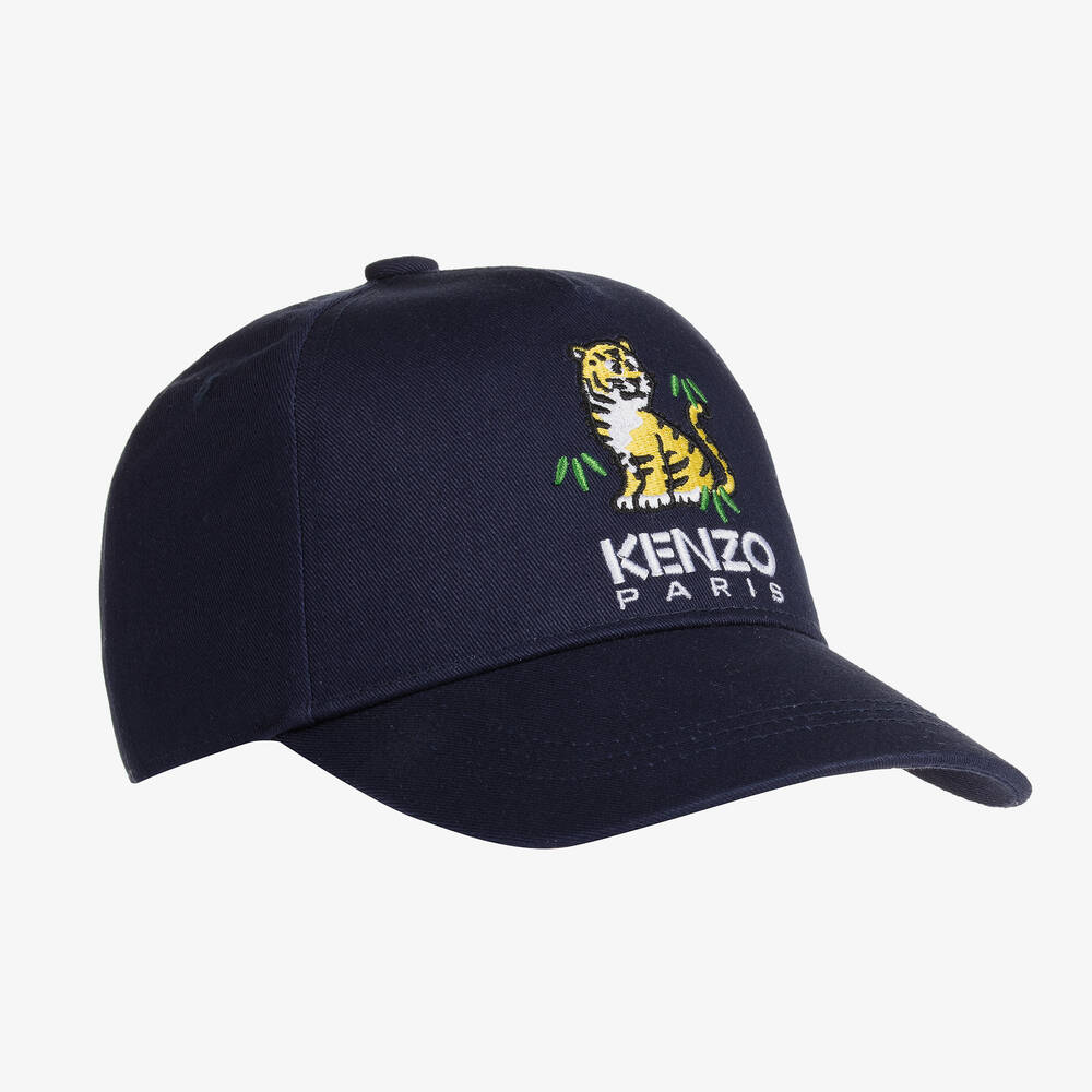KENZO KIDS-Navy Blue Cotton KOTORA Tiger Cap | Childrensalon Outlet