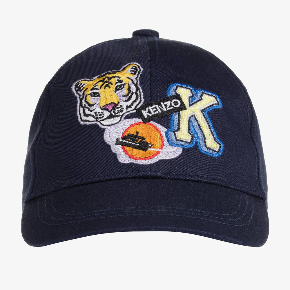 KENZO KIDS-Синяя хлопковая бейсболка с тигром | Childrensalon Outlet