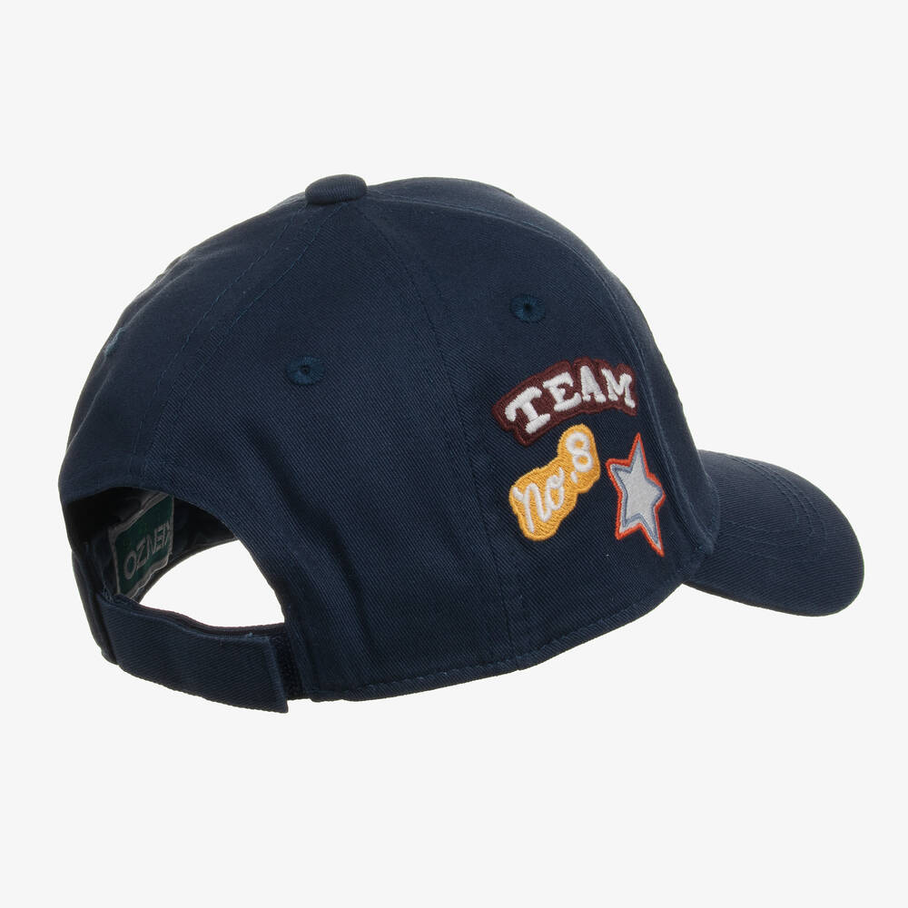 KENZO KIDS - Navy Blue Cotton Twill Varsity Tiger Cap