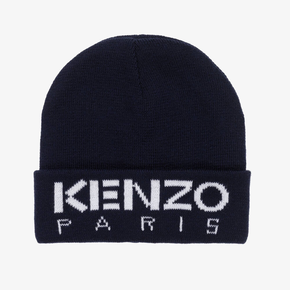 KENZO KIDS - قبعة بيني مزيج صوف محبوك لون كحلي | Childrensalon