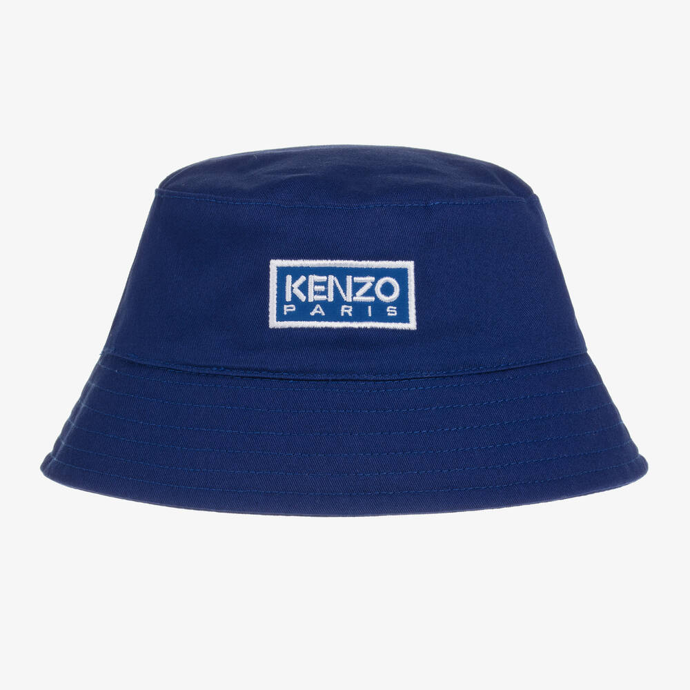 KENZO KIDS - Navy Blue Logo Bucket Hat | Childrensalon