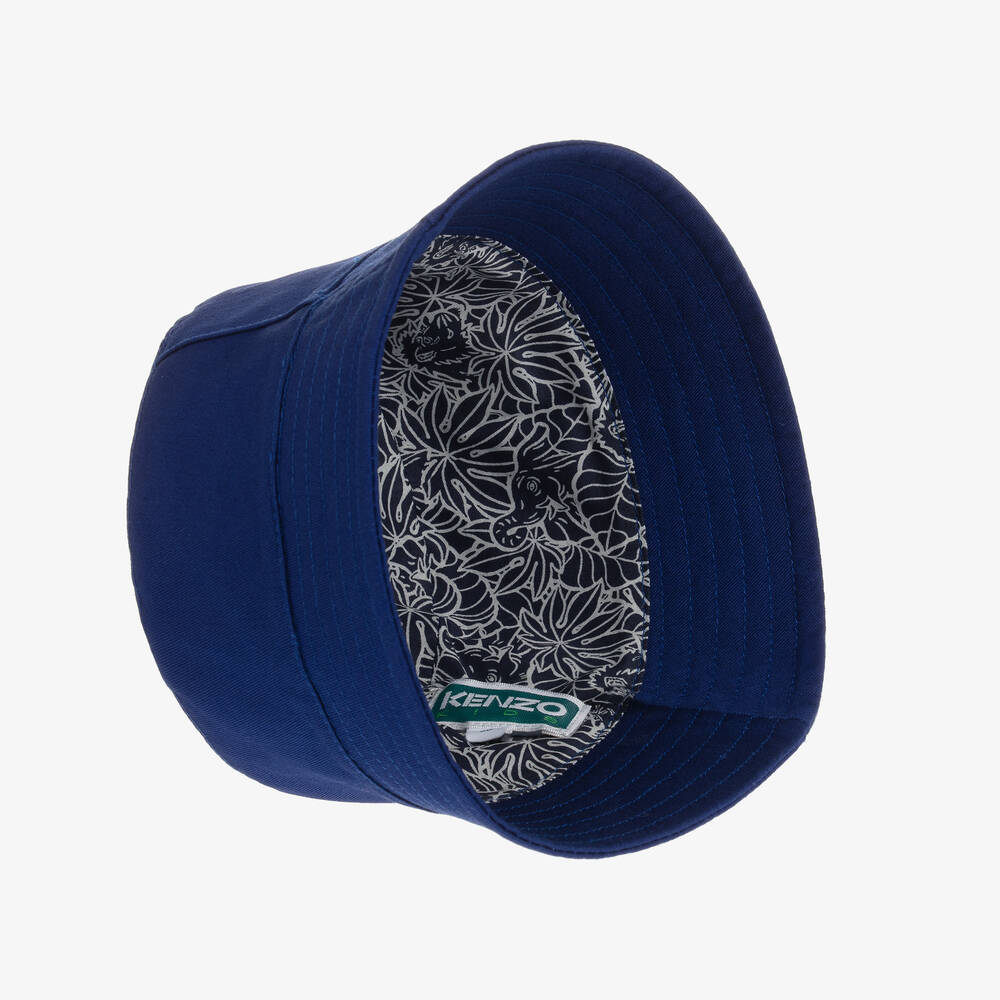 KENZO KIDS-Navy Blue Logo Bucket Hat | Childrensalon Outlet