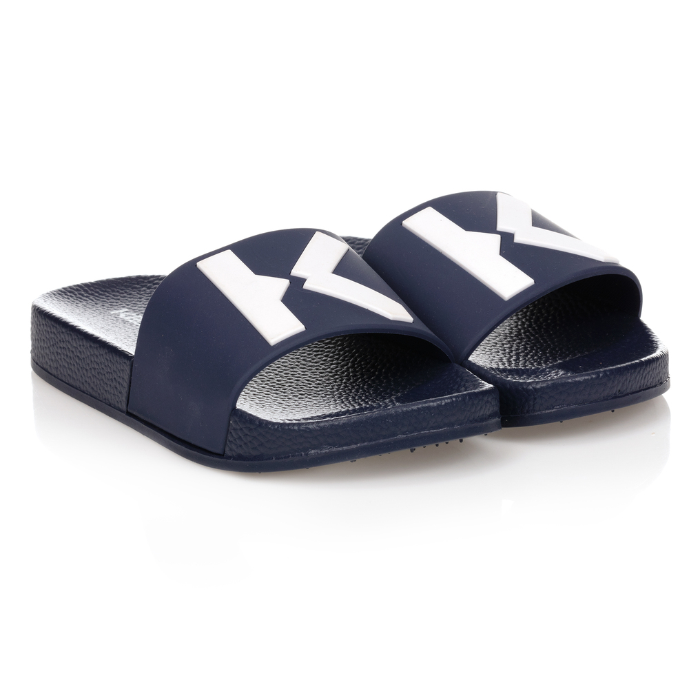 KENZO KIDS - Navy Blue Logo Sliders | Childrensalon