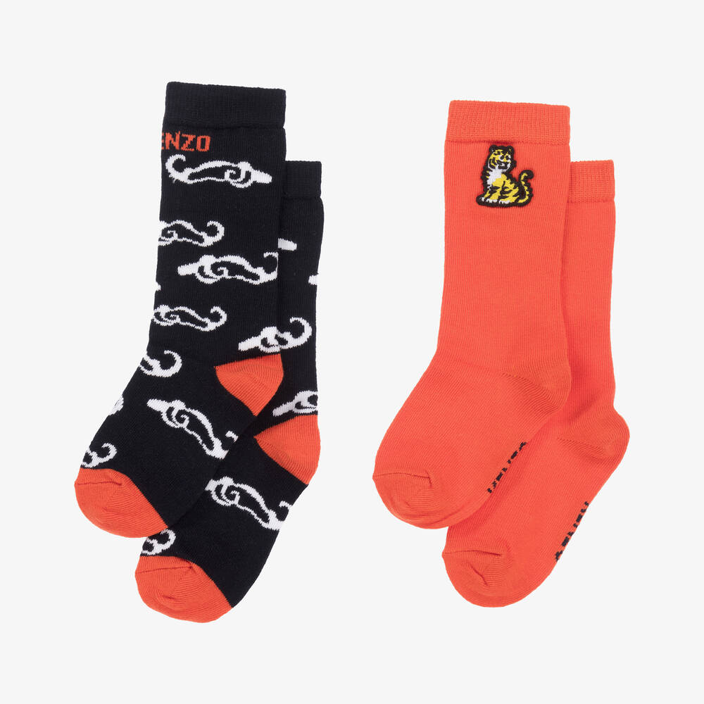 KENZO KIDS-Синие и оранжевые носки KOTORA (2пары) | Childrensalon Outlet