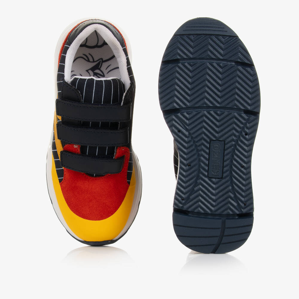 KENZO KIDS-Navy Blue & Orange Velcro Trainers | Childrensalon Outlet