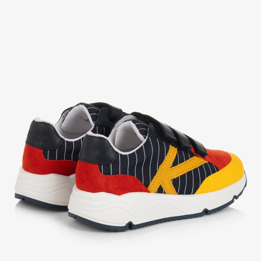 KENZO KIDS-Navy Blue & Orange Velcro Trainers | Childrensalon Outlet