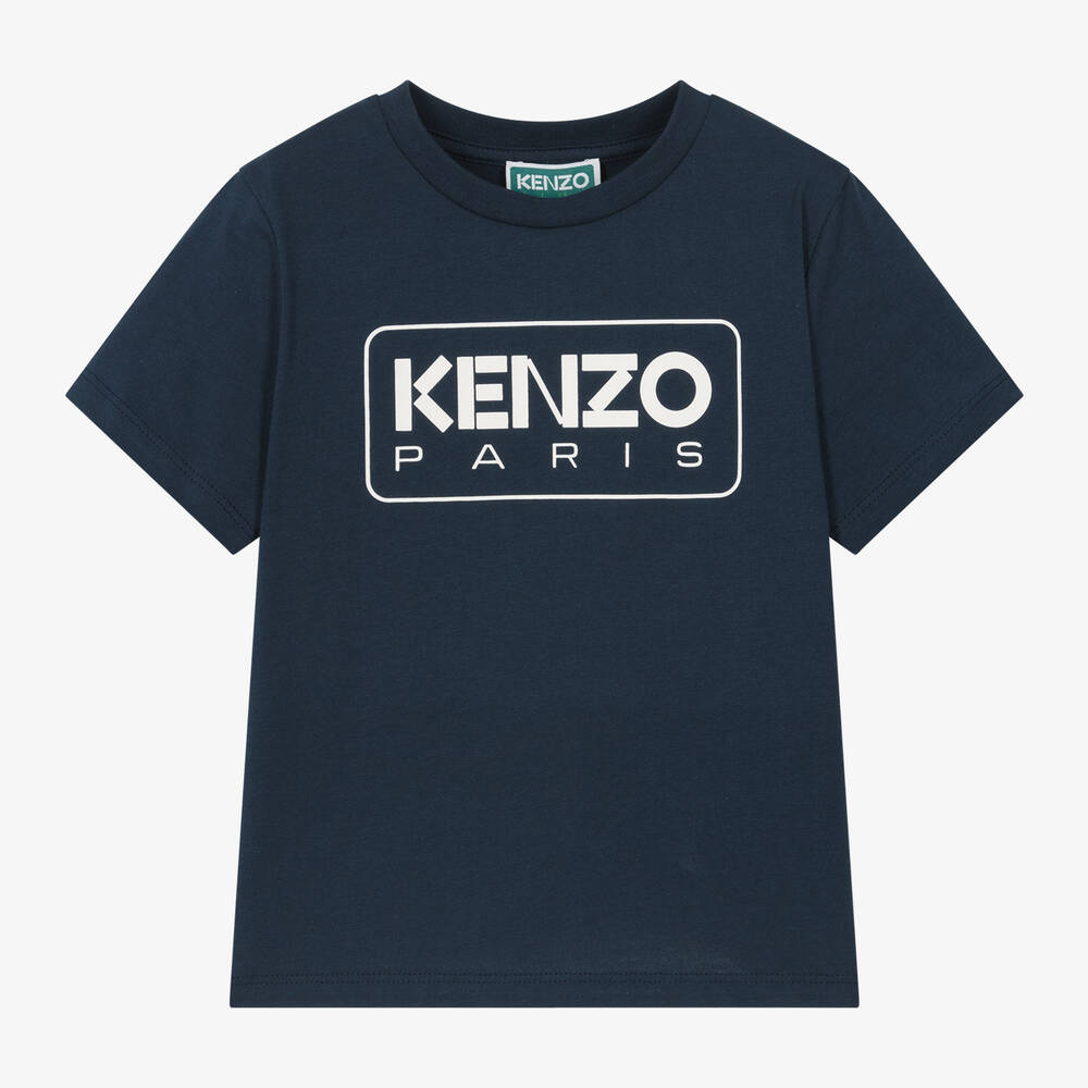 KENZO KIDS-Navy Blue Organic Cotton T-Shirt | Childrensalon Outlet