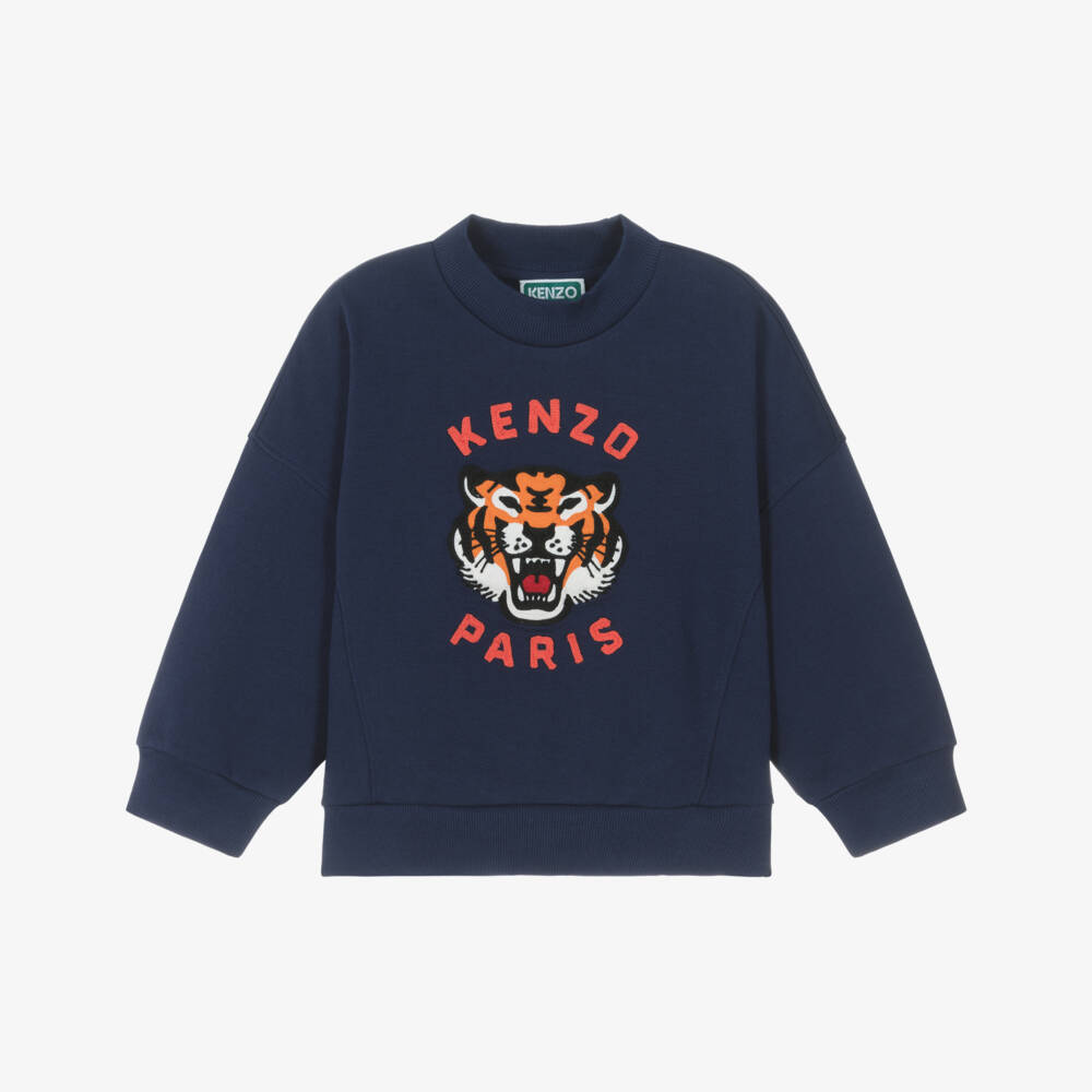 KENZO KIDS-Navy Blue Tiger Motif Jumper | Childrensalon Outlet