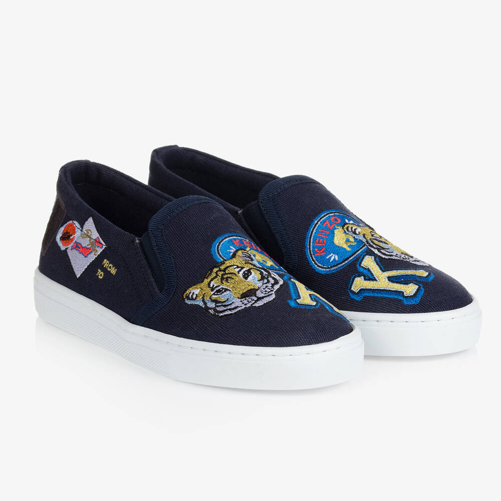 KENZO KIDS - Navyblaue Schlupfschuhe mit Tiger | Childrensalon