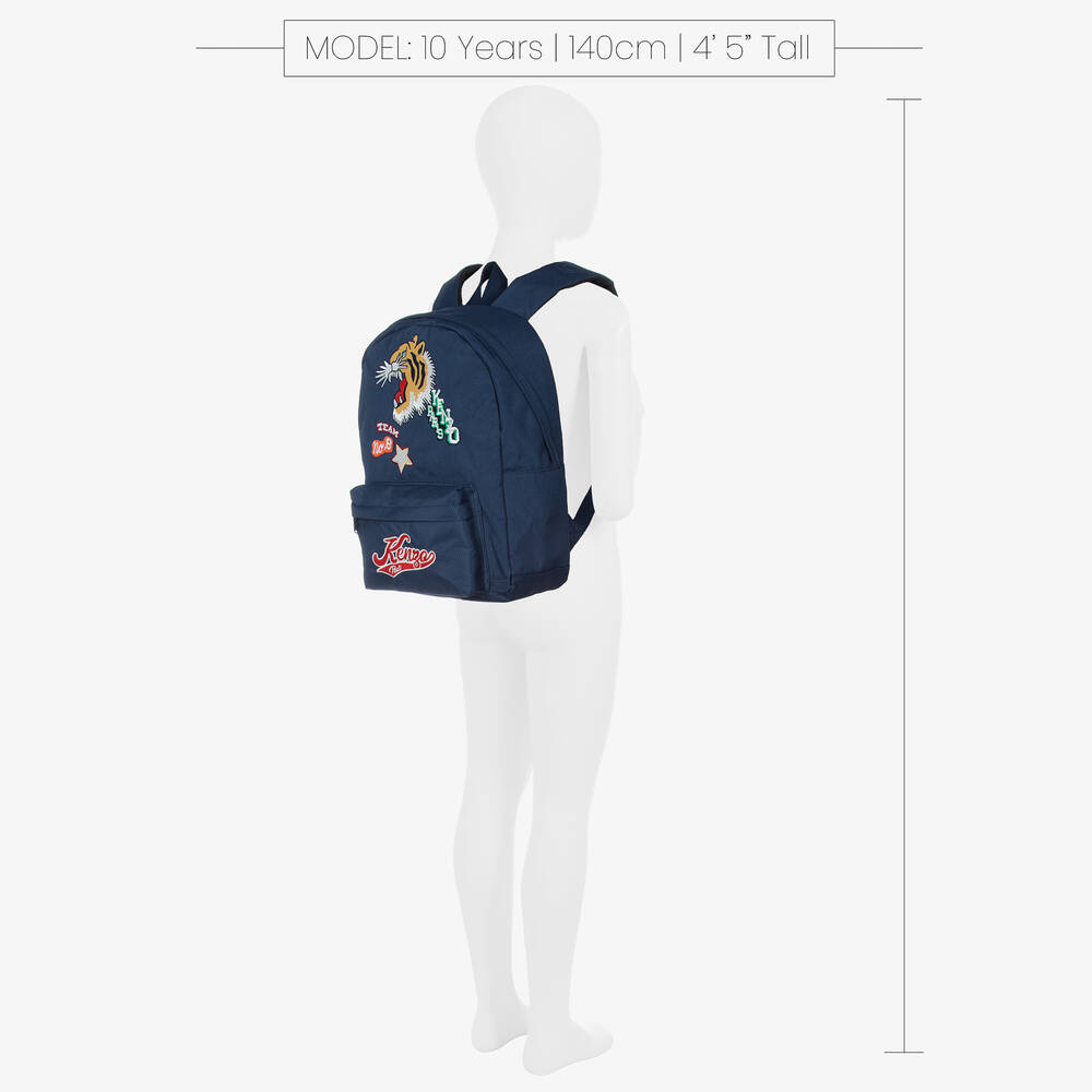 KENZO KIDS Navy Blue Varsity Tiger Backpack 37cm Childrensalon Outlet