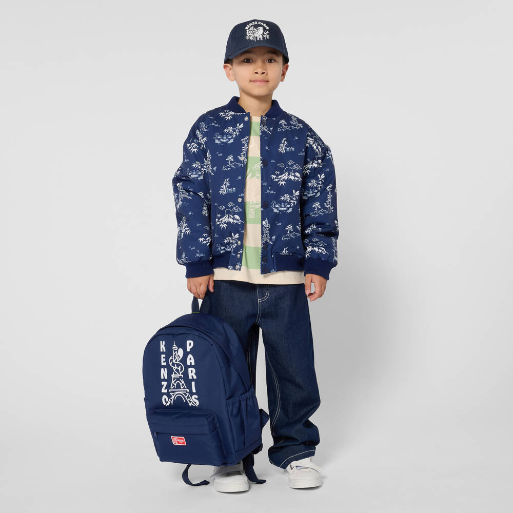 KENZO KIDS-Navy Logo Backpack | Childrensalon Outlet