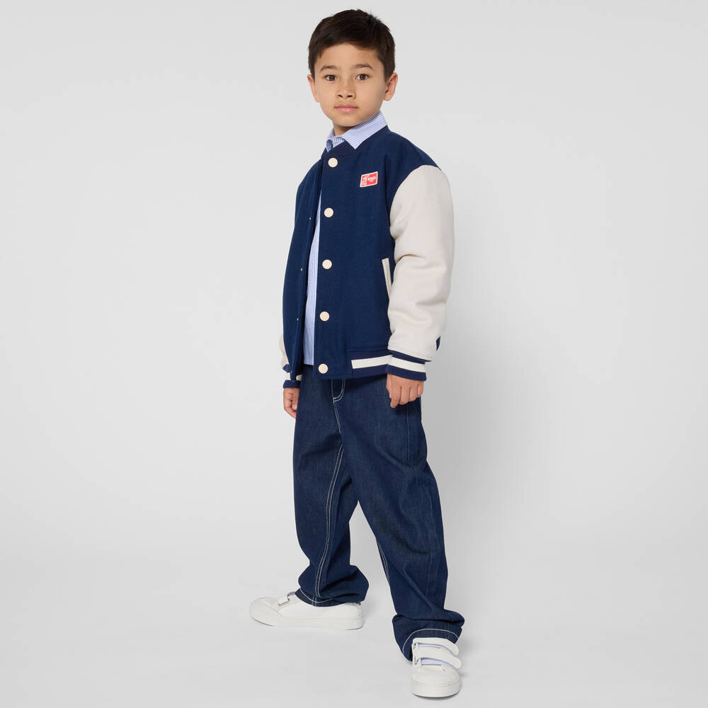 KENZO KIDS-Navy Logo Bomber Jacket | Childrensalon Outlet