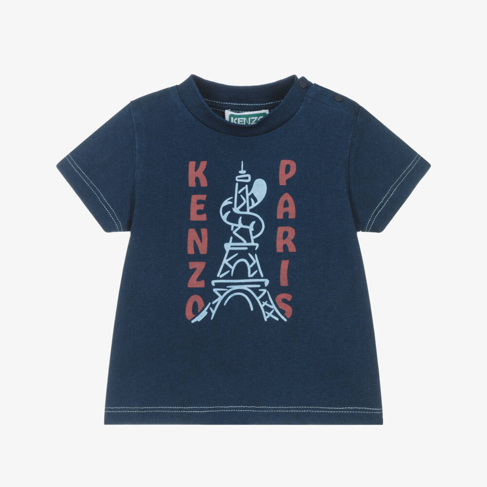KENZO KIDS-Navy  Logo T-shirt | Childrensalon Outlet