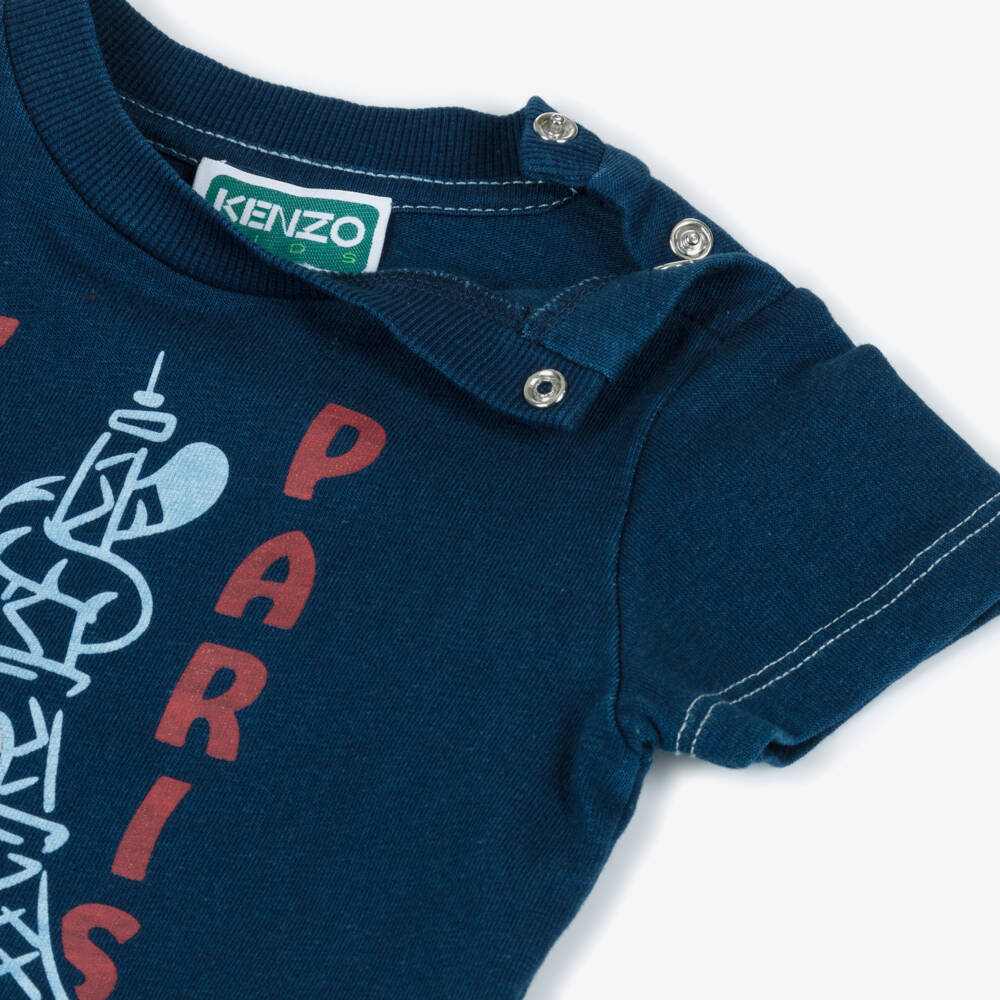 KENZO KIDS-Navy Logo T-shirt | Childrensalon Outlet