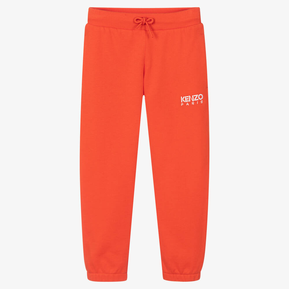 KENZO KIDS - Orange Cotton Logo Joggers | Childrensalon