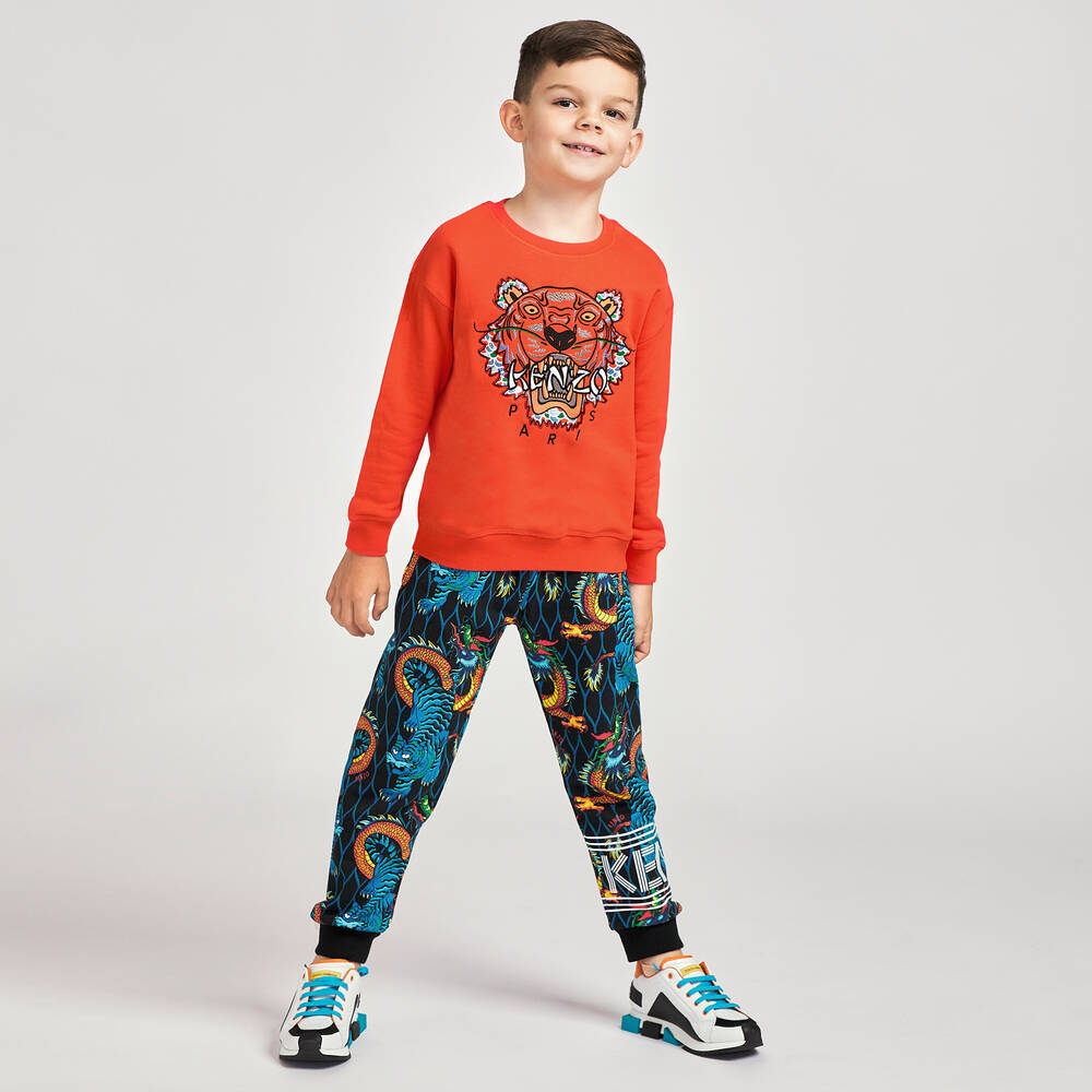 KENZO KIDS Orange Cotton Tiger Sweatshirt