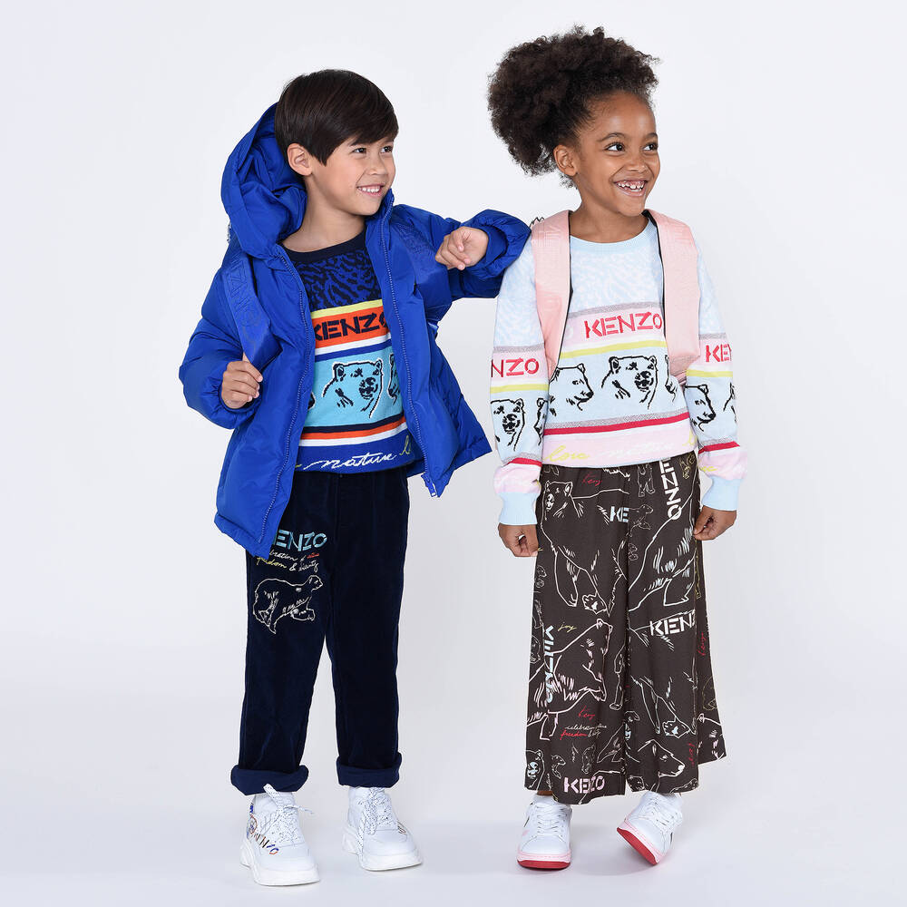 KENZO KIDS-Pale Blue Bear Logo Sweater | Childrensalon Outlet