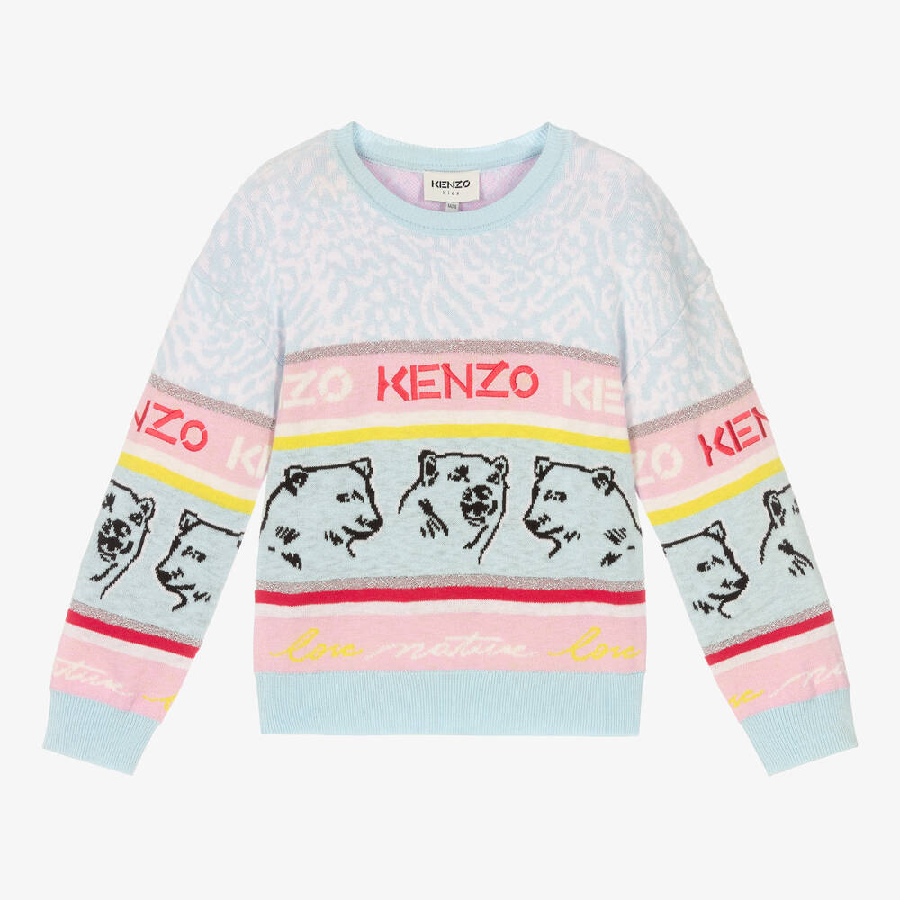 KENZO KIDS - Pale Blue Bear Logo Sweater | Childrensalon