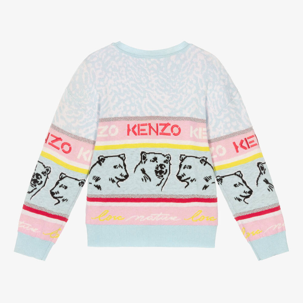 KENZO KIDS-Pale Blue Bear Logo Sweater | Childrensalon Outlet