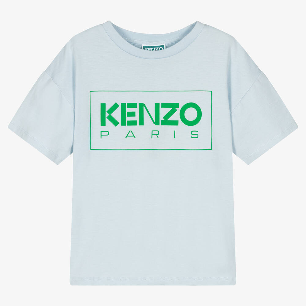 KENZO KIDS - Pale Blue Organic Cotton T-Shirt | Childrensalon