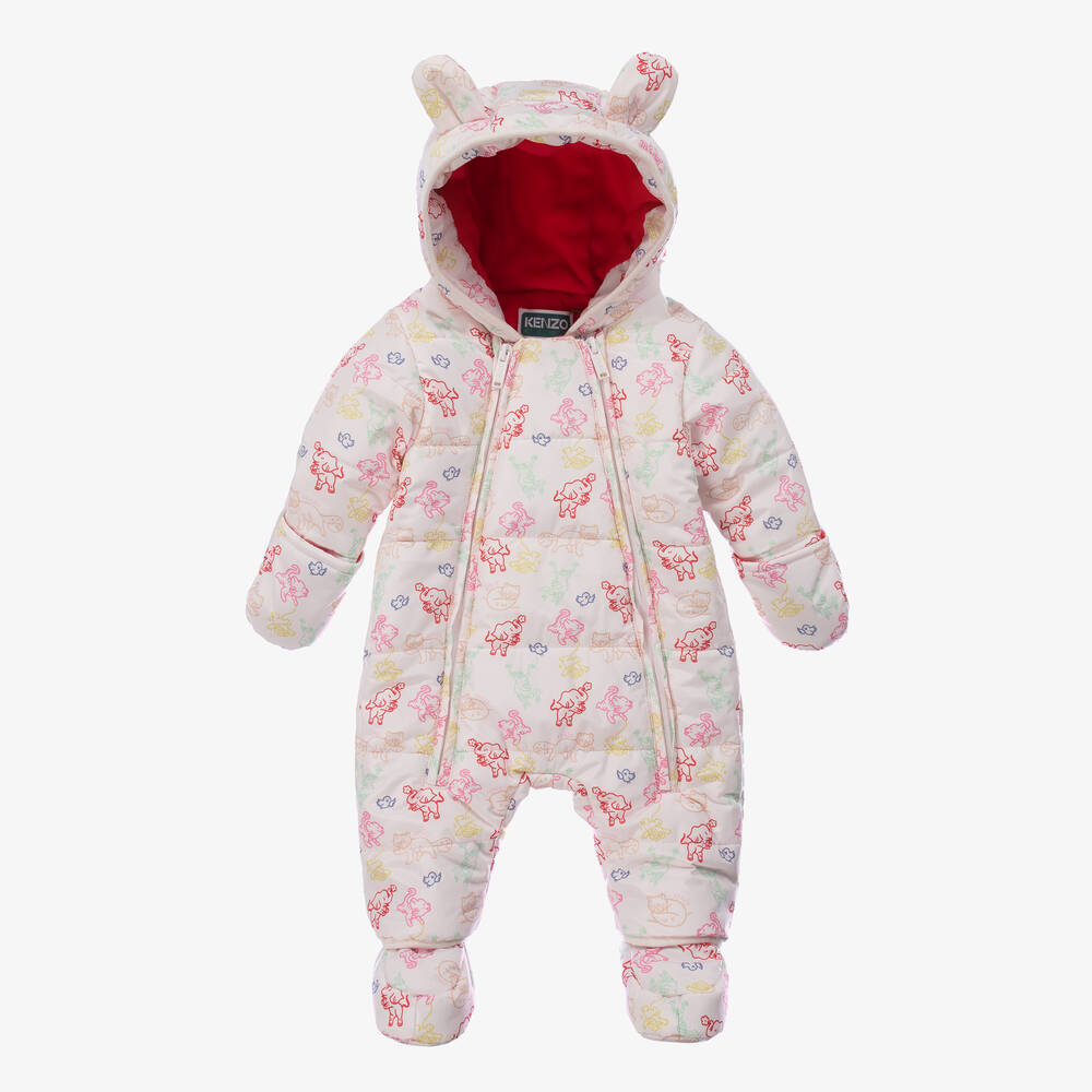 KENZO KIDS - Pink Animal Print Snowsuit | Childrensalon