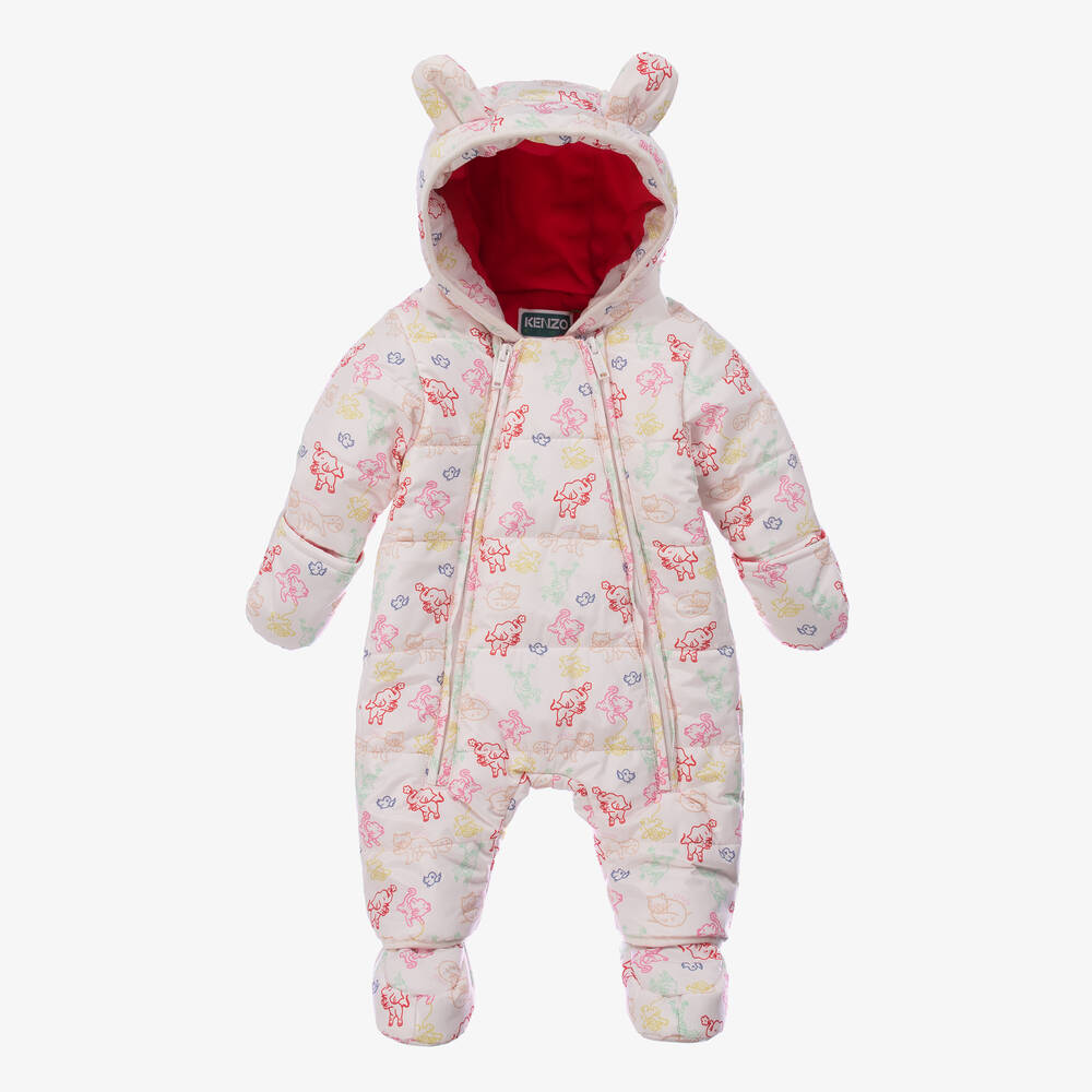 KENZO KIDS-Pink Animal Print Snowsuit | Childrensalon Outlet
