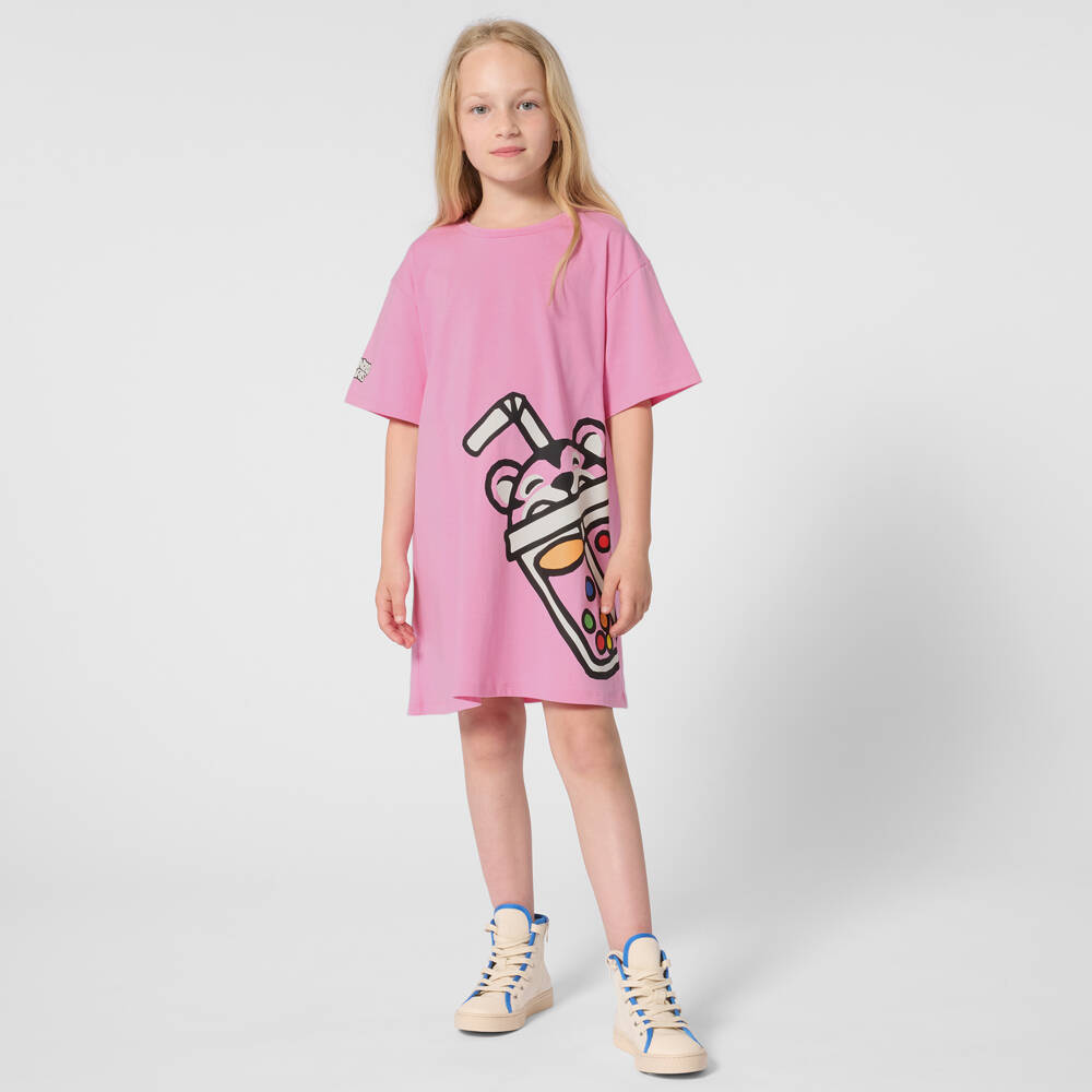 KENZO KIDS-Pink Bubble Tea Tee Dress | Childrensalon Outlet
