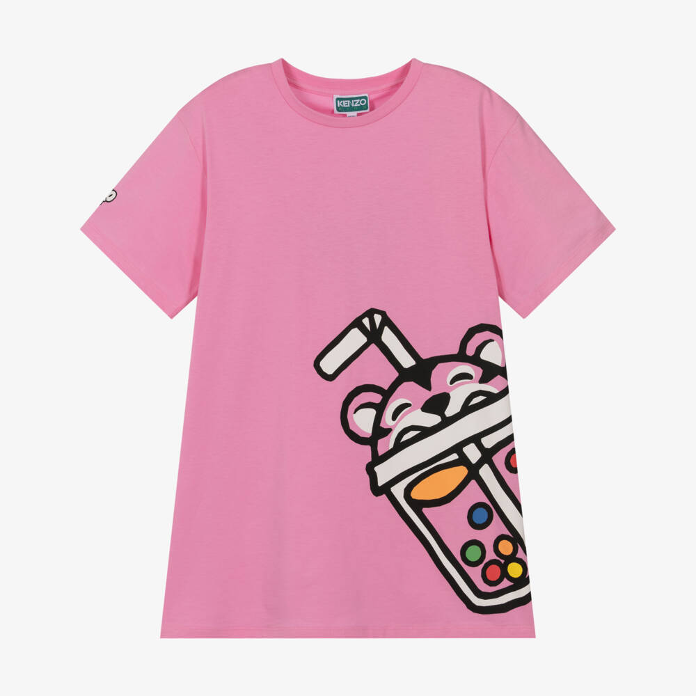 KENZO KIDS-Pink Bubble Tea Tee Dress | Childrensalon Outlet