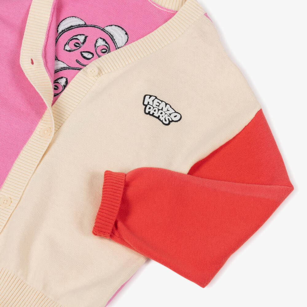 KENZO KIDS-Pink Colour Block Cardigan | Childrensalon Outlet