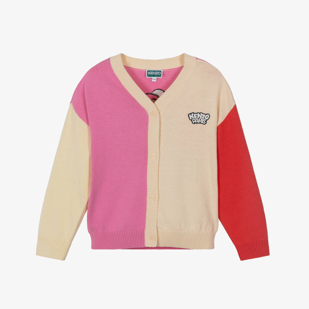 KENZO KIDS-Pink Colour Block Cardigan | Childrensalon Outlet