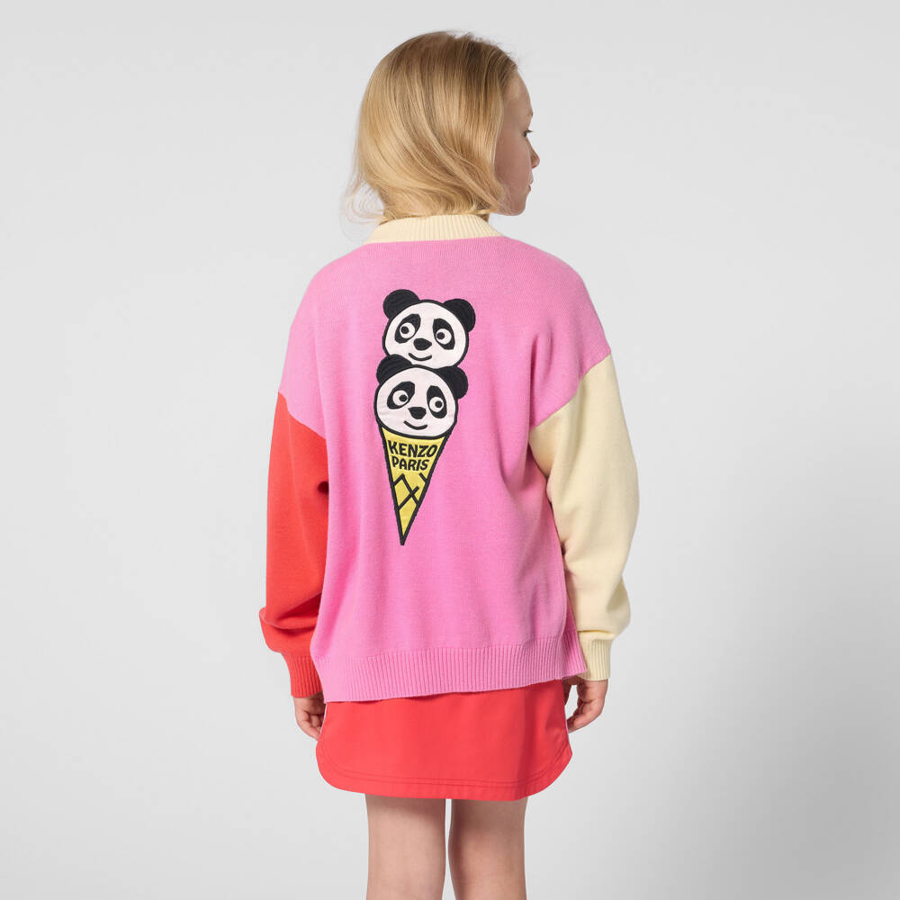 KENZO KIDS-Pink Colour Block Cardigan | Childrensalon Outlet