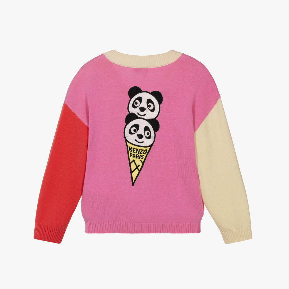 KENZO KIDS-Pink Colour Block Cardigan | Childrensalon Outlet