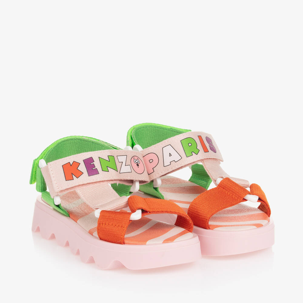 KENZO KIDS-Pink Colourblock Velcro Sandals | Childrensalon Outlet