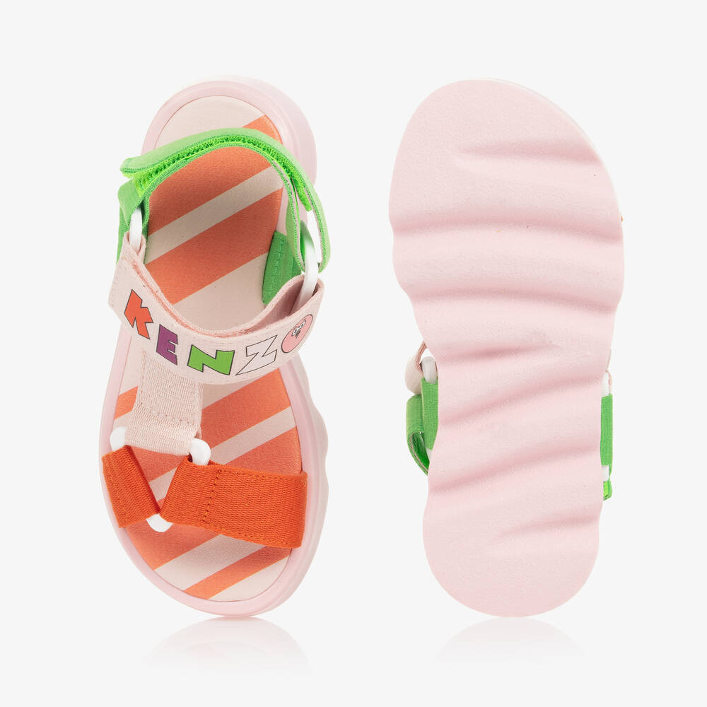 KENZO KIDS-Pink Colourblock Velcro Sandals | Childrensalon Outlet