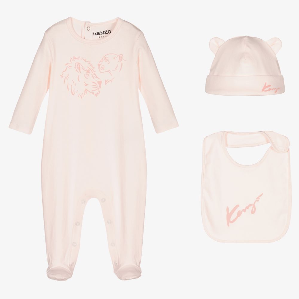 KENZO KIDS - Pink Cotton Babygrow Set | Childrensalon