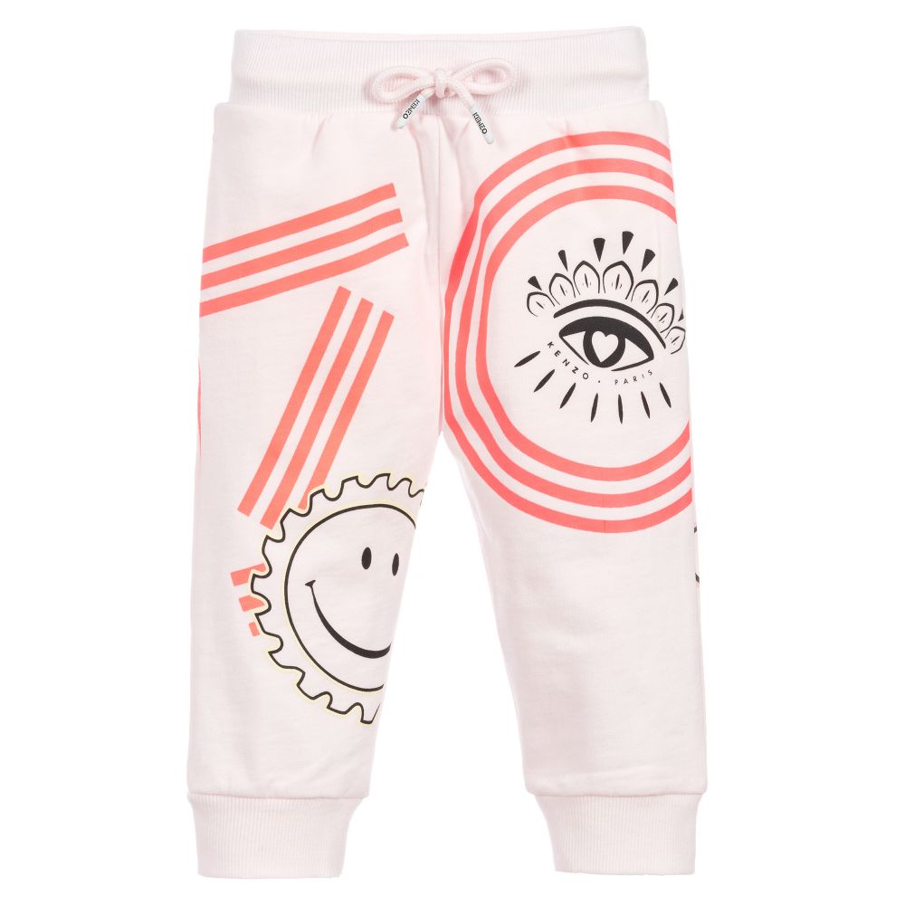 KENZO KIDS - Pink Cotton Logo Joggers | Childrensalon