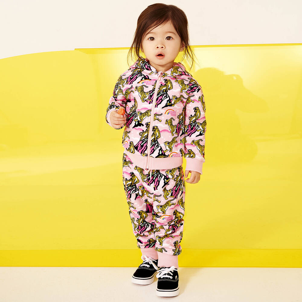 KENZO KIDS-Pink Cotton Tiger Joggers | Childrensalon Outlet