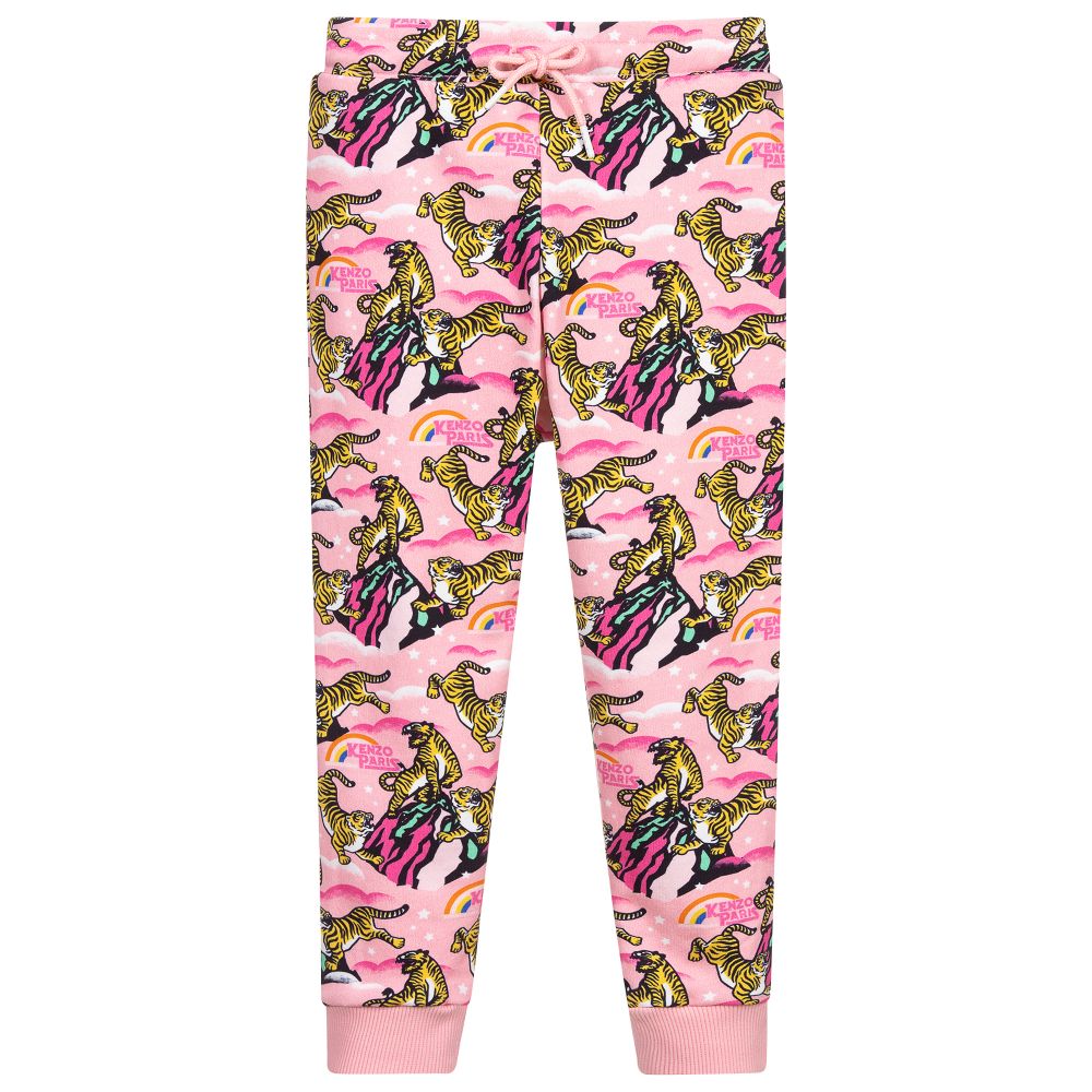 KENZO KIDS - Rosa Baumwoll-Jogginghose mit Tigern | Childrensalon