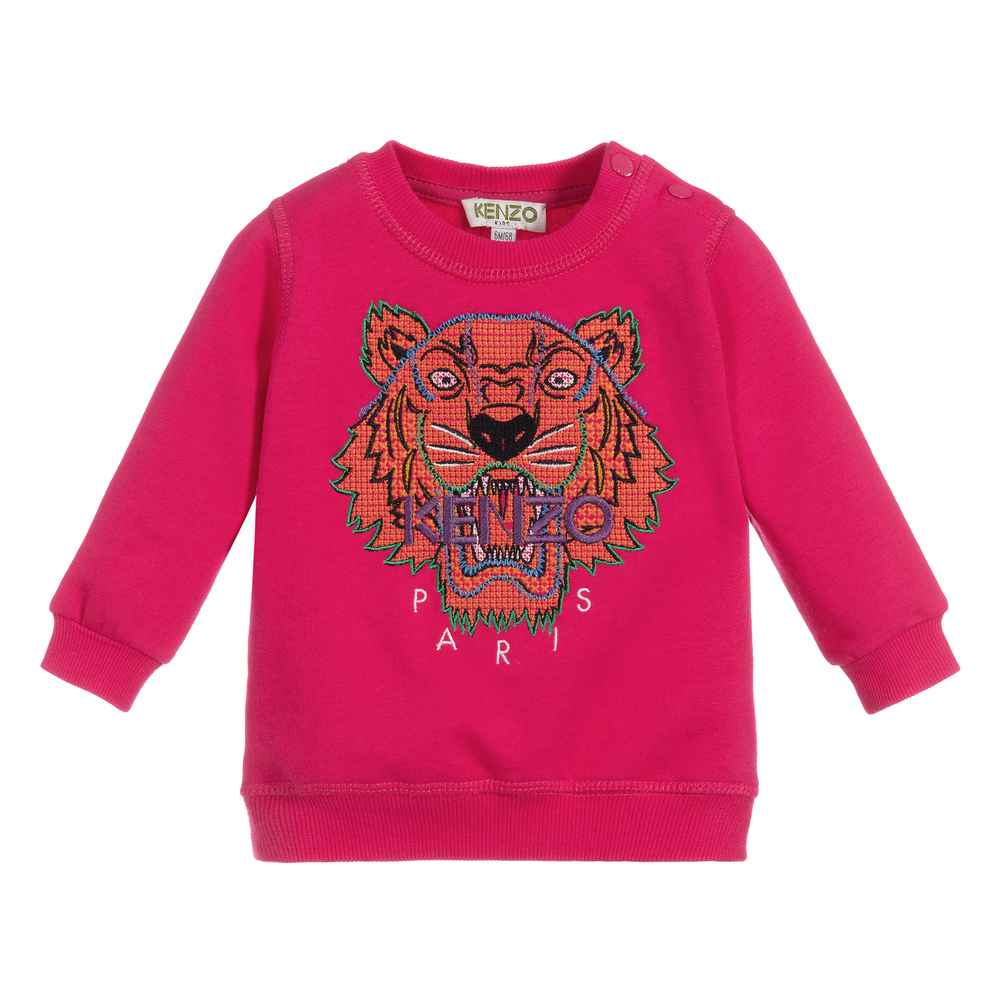KENZO KIDS - Pink Cotton Tiger Sweatshirt | Childrensalon