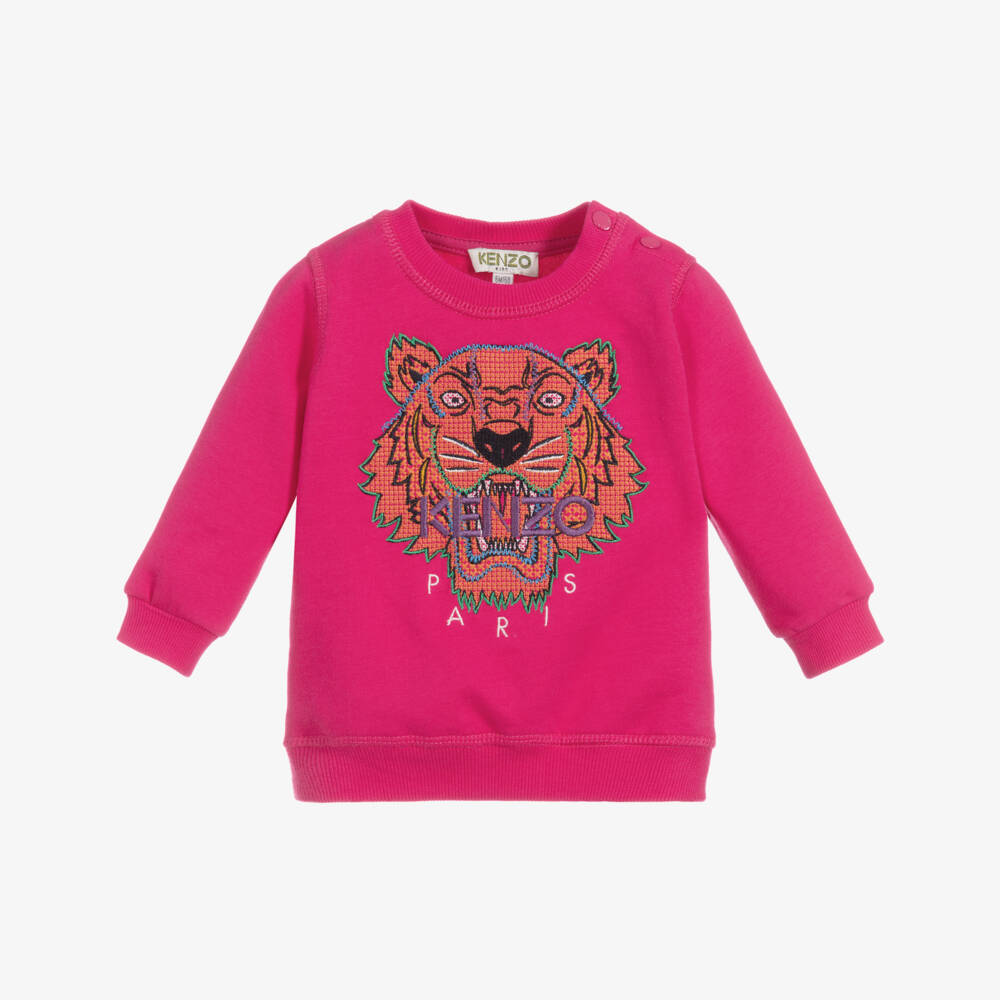 KENZO KIDS-Pink Cotton Tiger Sweatshirt | Childrensalon Outlet