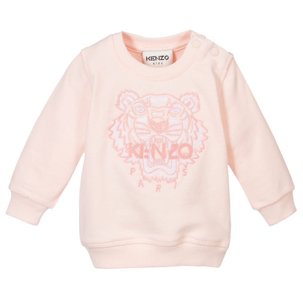 KENZO KIDS-سويتشيرت قطن جيرسي لون زهري للبنات | Childrensalon Outlet
