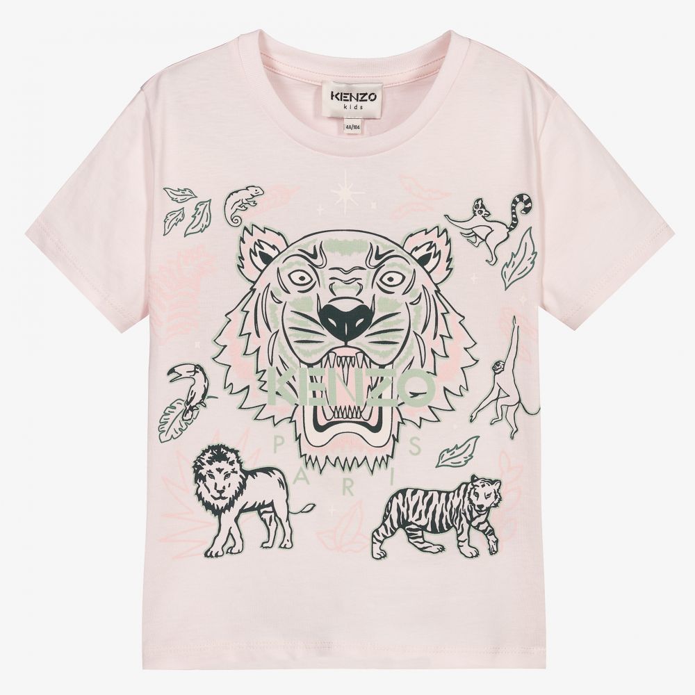 KENZO KIDS - Pink Cotton Tiger T-Shirt | Childrensalon